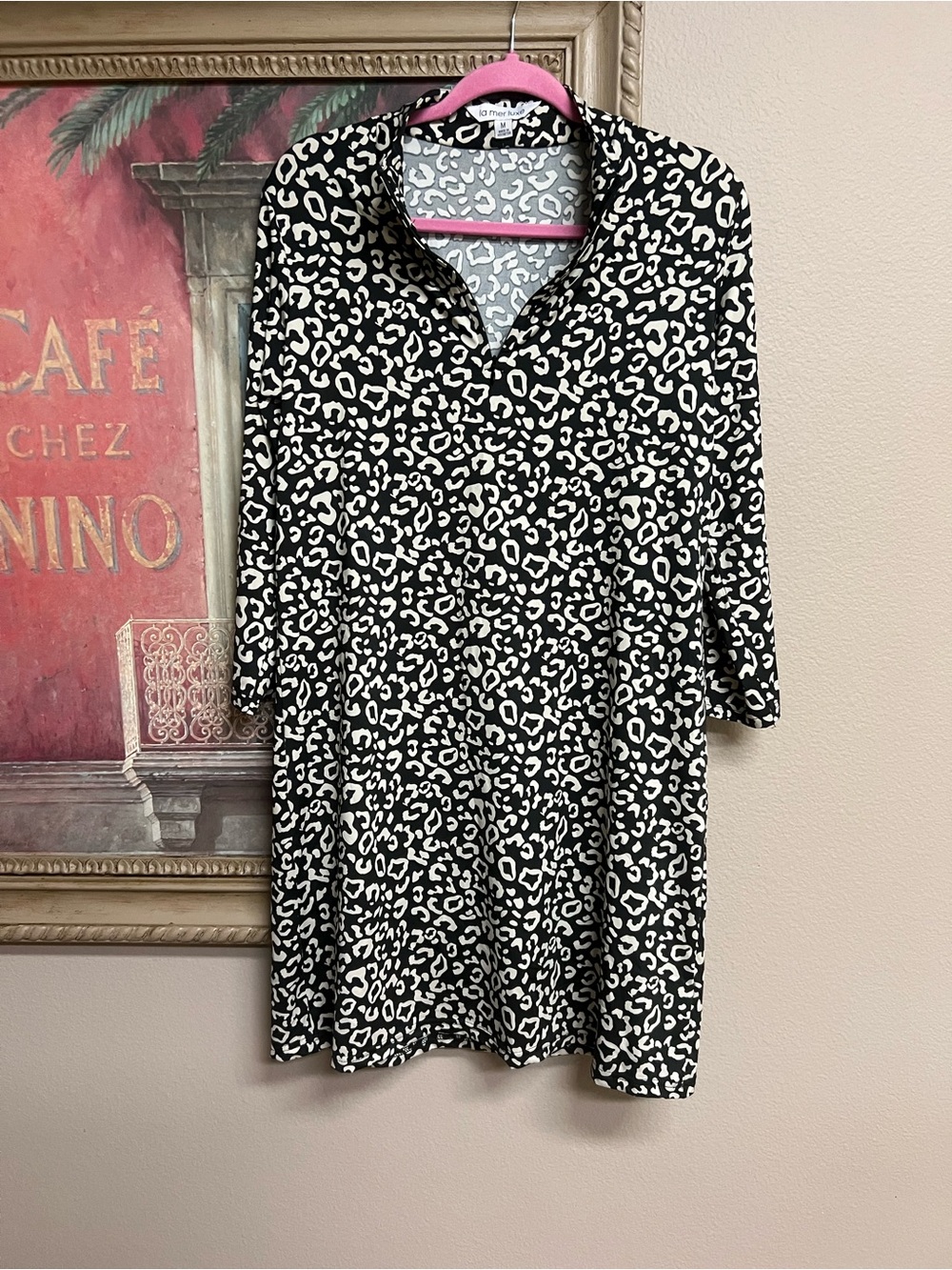 La Mer Luxe Leopard Print Black and White Dress